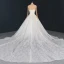 Luxury / Gorgeous Ivory See-through Bridal Wedding Dresses 2020 Ball Gown High Neck Long Sleeve Handmade  Beading Pearl Sequins Cathedral Train Ruffle