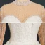 Luxury / Gorgeous Ivory See-through Bridal Wedding Dresses 2020 Ball Gown High Neck Long Sleeve Handmade  Beading Pearl Sequins Cathedral Train Ruffle