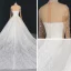 Luxury / Gorgeous Ivory See-through Bridal Wedding Dresses 2020 Ball Gown High Neck Long Sleeve Handmade  Beading Pearl Sequins Cathedral Train Ruffle