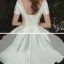 Simple Satin La Mariée Robe De Mariée 2020 Robe Boule Encolure Carrée Manches Courtes Dos Nu Perlage Chapel Train Volants Ivoire
