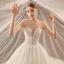 Luxe Ivoire Transparentes La Mariée Robe De Mariée 2020 Robe Boule Col Haut Manches Courtes Dos Nu Glitter Tulle Perlage Perle Cathedral Train Volants