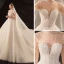 Luxe Ivoire Transparentes La Mariée Robe De Mariée 2020 Robe Boule Col Haut Manches Courtes Dos Nu Glitter Tulle Perlage Perle Cathedral Train Volants