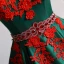 Vintage / Retro Dark Green Satin Dancing Prom Dresses 2020 Ball Gown See-through High Neck Long Sleeve Appliques Lace Beading Rhinestone Floor-Length / Long Ruffle Backless Formal Dresses