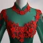 Vintage / Retro Dark Green Satin Dancing Prom Dresses 2020 Ball Gown See-through High Neck Long Sleeve Appliques Lace Beading Rhinestone Floor-Length / Long Ruffle Backless Formal Dresses