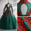 Vintage / Retro Dark Green Satin Dancing Prom Dresses 2020 Ball Gown See-through High Neck Long Sleeve Appliques Lace Beading Rhinestone Floor-Length / Long Ruffle Backless Formal Dresses