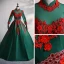 Vintage / Retro Dark Green Satin Dancing Prom Dresses 2020 Ball Gown See-through High Neck Long Sleeve Appliques Lace Beading Rhinestone Floor-Length / Long Ruffle Backless Formal Dresses