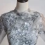 Illusion Grey Dancing Prom Dresses 2020 Ball Gown See-through High Neck 1/2 Sleeves Appliques Lace Flower Beading Pearl Rhinestone Metal Sash Floor-Length / Long Ruffle Backless Formal Dresses