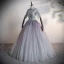Illusion Grey Dancing Prom Dresses 2020 Ball Gown See-through High Neck 1/2 Sleeves Appliques Lace Flower Beading Pearl Rhinestone Metal Sash Floor-Length / Long Ruffle Backless Formal Dresses