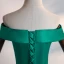 Schlicht Dunkelgrün Satin Tanzen Ballkleider 2020 A Linie Off Shoulder Kurze Ärmel Metall Stoffgürtel Gespaltete Front Lange Rückenfreies Festliche Kleider