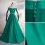 Schlicht Dunkelgrün Satin Tanzen Ballkleider 2020 A Linie Off Shoulder Kurze Ärmel Metall Stoffgürtel Gespaltete Front Lange Rückenfreies Festliche Kleider