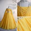 High End Gold Chiffon Ballkleider 2020 Ballkleid Stehkragen Lange Ärmel Perlenstickerei Pailletten Strass Lange Rüschen Rückenfreies Festliche Kleider