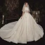 Luxe Champagne La Mariée Robe De Mariée 2020 Robe Boule Encolure Dégagée Sans Manches Dos Nu Perlage Paillettes Glitter Tulle Cathedral Train Volants