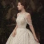 Luxe Champagne La Mariée Robe De Mariée 2020 Robe Boule Encolure Dégagée Sans Manches Dos Nu Perlage Paillettes Glitter Tulle Cathedral Train Volants