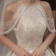 Luxe Champagne La Mariée Robe De Mariée 2020 Robe Boule Encolure Dégagée Sans Manches Dos Nu Perlage Paillettes Glitter Tulle Cathedral Train Volants
