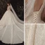 Luxe Champagne La Mariée Robe De Mariée 2020 Robe Boule Encolure Dégagée Sans Manches Dos Nu Perlage Paillettes Glitter Tulle Cathedral Train Volants