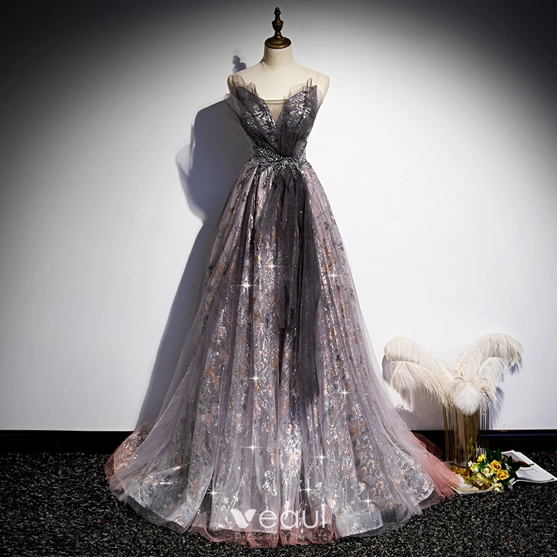 Sweetheart Long A-line Gradient Sequin Prom Dresses, Silver-Champagne Gold Prom Dresses, 2020 Prom Dresses Sweetheart Long A-line Gradient Sequin Prom Dresses, Silver-Champagne Gold Prom Dresses, 2020 Prom Dresses