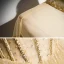 Vintage / Retro Champagne Gold Dancing Prom Dresses 2020 A-Line / Princess See-through High Neck Beading Short Sleeve Glitter Tulle Floor-Length / Long Ruffle Backless Formal Dresses