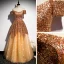 Glitzernden Gold Pailletten Tanzen Ballkleider 2020 A Linie Off Shoulder Kurze Ärmel Lange Rüschen Rückenfreies Festliche Kleider