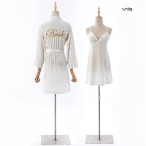 Modest Simple White Velour V Neck Long Sleeve Wedding Bridal Bridesmaid Winter Robes 2020 Sash Embroidered