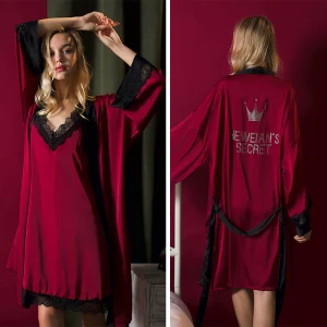 Sexy Burgundy V Neck Long Sleeve Wedding Bridesmaid Bridal Robes 2020 Beading Rhinestone Sash