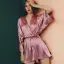 Modest / Simple Fuchsia V-Neck 3/4 Sleeve Wedding Bridal Robes 2020 Embroidered Sash