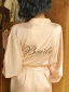 Modest / Simple Fuchsia V-Neck 3/4 Sleeve Wedding Bridal Robes 2020 Embroidered Sash