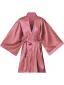 Modest / Simple Fuchsia V-Neck 3/4 Sleeve Wedding Bridal Robes 2020 Embroidered Sash