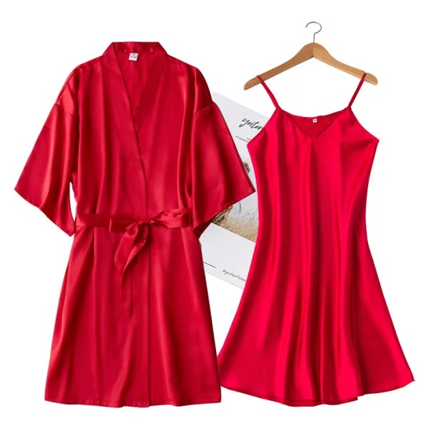 Affordable White Wedding Bridal Bridesmaid V-Neck 3/4 Sleeve Silk Robes 2020 Sash