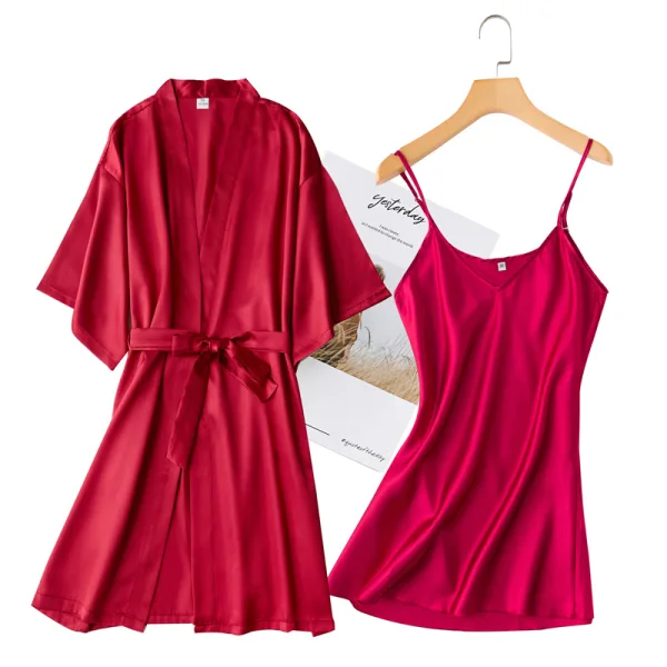 Affordable White Wedding Bridal Bridesmaid V-Neck 3/4 Sleeve Silk Robes 2020 Sash
