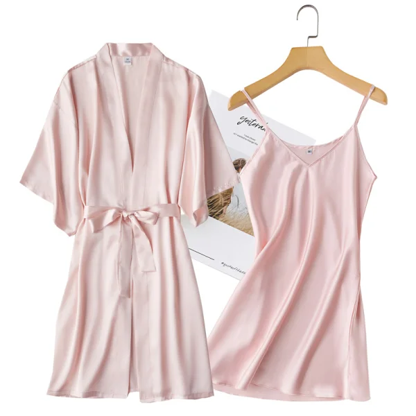 Affordable White Wedding Bridal Bridesmaid V-Neck 3/4 Sleeve Silk Robes 2020 Sash
