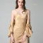 Simple Doré Mariage La Mariée Demoiselle D'honneur V-Cou 3/4 Manches Soie Peignoirs 2020 Ceinture