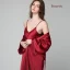 Simple Doré Mariage La Mariée Demoiselle D'honneur V-Cou 3/4 Manches Soie Peignoirs 2020 Ceinture