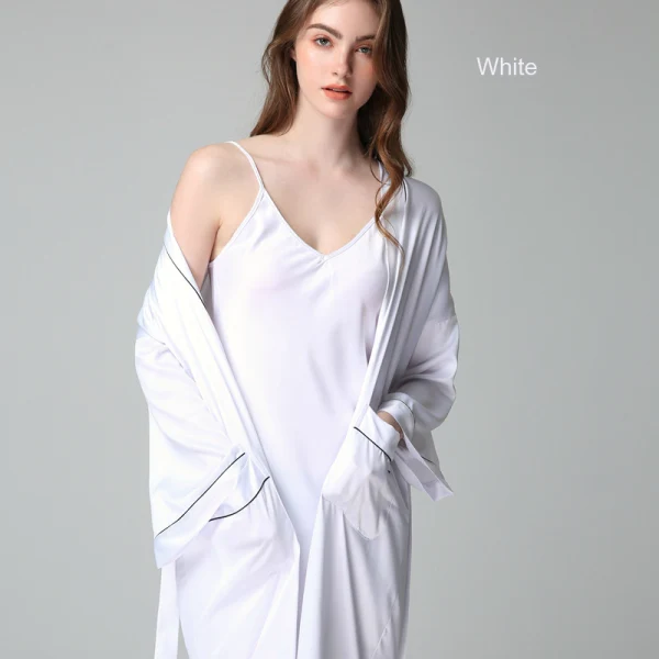 Simple Doré Mariage La Mariée Demoiselle D'honneur V-Cou 3/4 Manches Soie Peignoirs 2020 Ceinture
