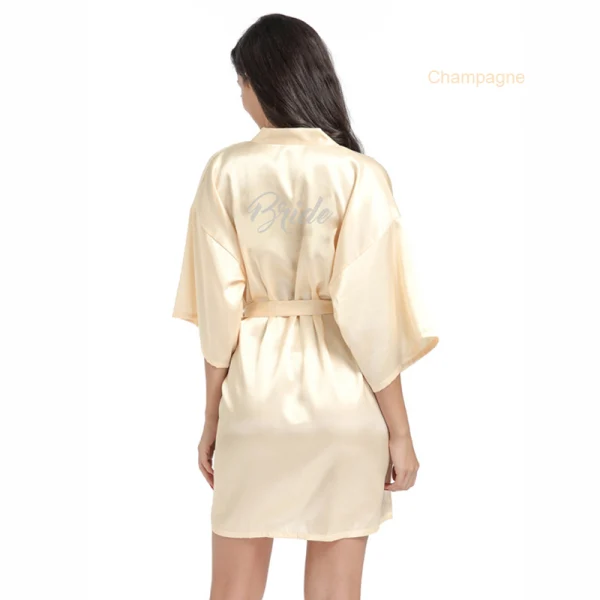 Chic / Beautiful White Wedding Bridal V-Neck 3/4 Sleeve Silk Robes 2020 Sash Beading Rhinestone