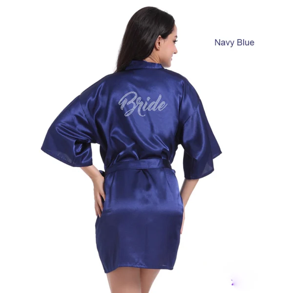 Chic / Beautiful White Wedding Bridal V-Neck 3/4 Sleeve Silk Robes 2020 Sash Beading Rhinestone