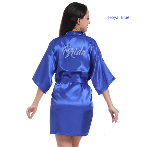 Chic / Beautiful White Wedding Bridal V-Neck 3/4 Sleeve Silk Robes 2020 Sash Beading Rhinestone