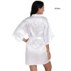 Chic / Beautiful White Wedding Bridal V-Neck 3/4 Sleeve Silk Robes 2020 Sash Beading Rhinestone