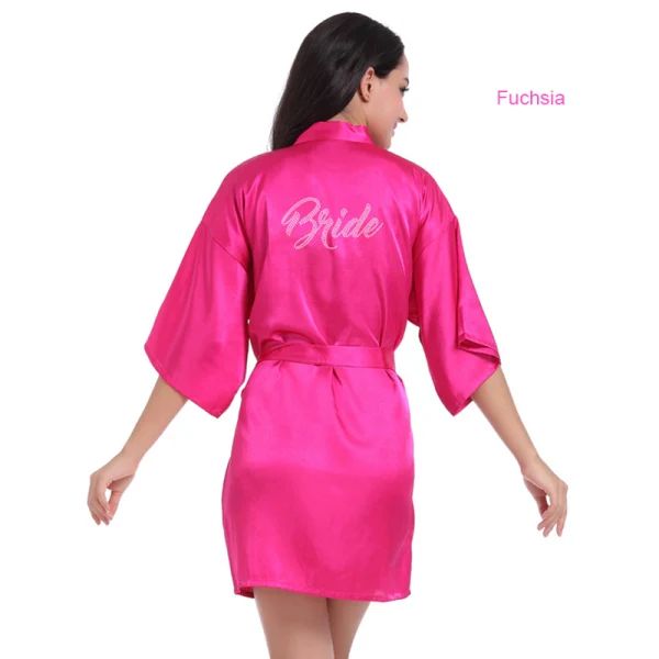 Chic / Beautiful White Wedding Bridal V-Neck 3/4 Sleeve Silk Robes 2020 Sash Beading Rhinestone
