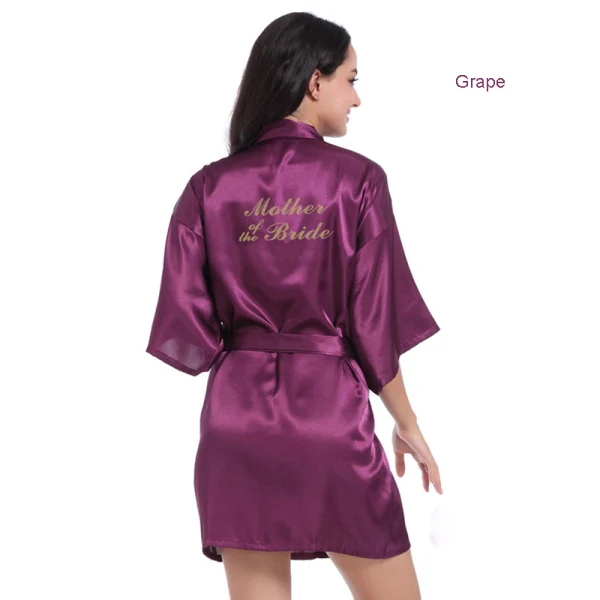 Modest / Simple Navy Blue Wedding Silk Robes 2020 V-Neck 3/4 Sleeve Sash Glitter Mother Of The Bride Dresses