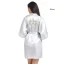 Modest / Simple Navy Blue Wedding Silk Robes 2020 V-Neck 3/4 Sleeve Sash Glitter Mother Of The Bride Dresses