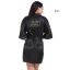 Modest / Simple Navy Blue Wedding Silk Robes 2020 V-Neck 3/4 Sleeve Sash Glitter Mother Of The Bride Dresses