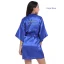 Modest / Simple Navy Blue Wedding Silk Robes 2020 V-Neck 3/4 Sleeve Sash Glitter Mother Of The Bride Dresses