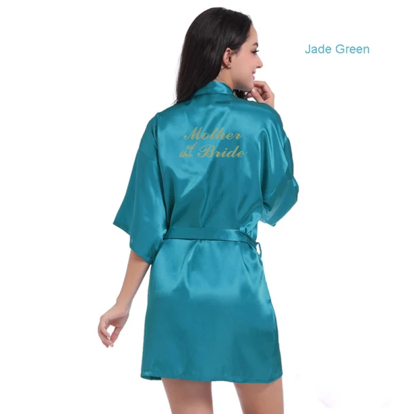Modest / Simple Navy Blue Wedding Silk Robes 2020 V-Neck 3/4 Sleeve Sash Glitter Mother Of The Bride Dresses