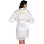Modest / Simple White Wedding Bridal V-Neck 3/4 Sleeve Lace Silk Robes 2020 Sash Glitter Printing