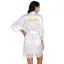 Modest / Simple White Wedding Bridal V-Neck 3/4 Sleeve Lace Silk Robes 2020 Sash Glitter Printing