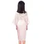 Modest / Simple Pearl Pink Wedding Silk Robes 2020 3/4 Sleeve V-Neck Sash Glitter Printing Flower Girl Dresses