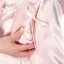 Modest / Simple Pearl Pink Wedding Silk Robes 2020 3/4 Sleeve V-Neck Sash Glitter Printing Flower Girl Dresses