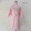 Modest / Simple Pearl Pink Wedding Silk Robes 2020 3/4 Sleeve V-Neck Sash Glitter Printing Flower Girl Dresses