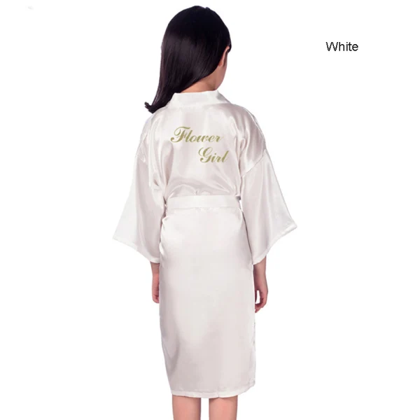 Modest / Simple Pearl Pink Wedding Silk Robes 2020 3/4 Sleeve V-Neck Sash Glitter Printing Flower Girl Dresses
