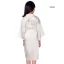 Modest / Simple Pearl Pink Wedding Silk Robes 2020 3/4 Sleeve V-Neck Sash Glitter Printing Flower Girl Dresses